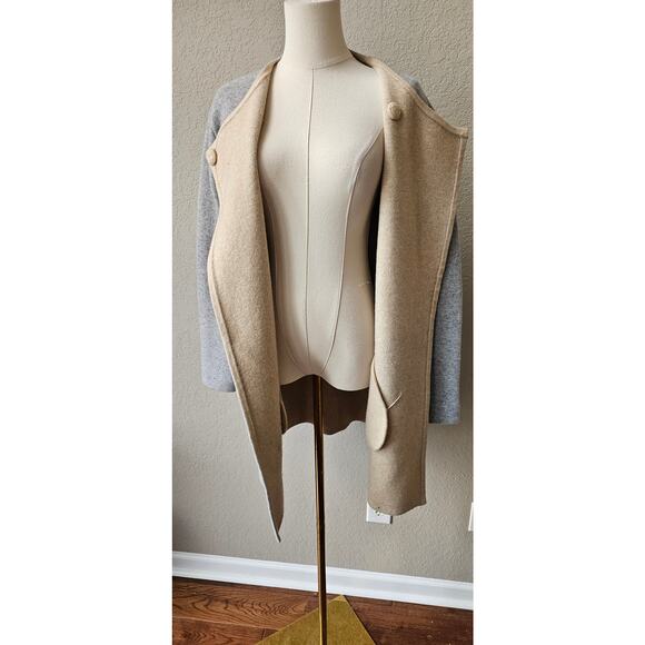 Theory Women's Gray Solid Wool Long Sleeve Open Front Sweater Coat Size Small - Picture 5 of 10